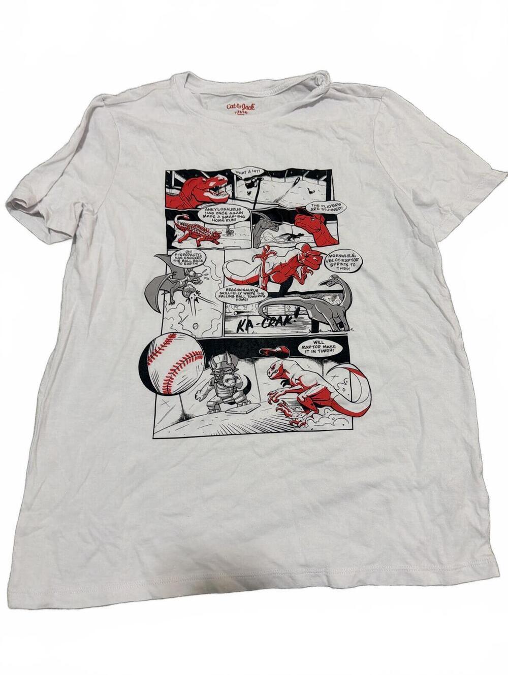 Cat & Jack Boys Comic Print White T-Shirt L Husky (12/14)
